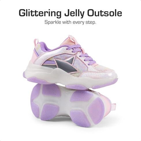 أحذية رياضية للفتيات من DREAM PAIRS بأربطة خفيفة الوزن لامعة StarGlow قابلة للتنفس ونعل جيلي للأطفال أحذية مشي رياضية كاجوال in Saudi Arabia