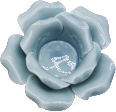 Ceramics Lotus Tealight Candle Holders, Votive Flower Tea Light Holder, Tabletop Altar Party Wedding Home Decoration, Set of 2 (Pink) L4'' in Kuwait