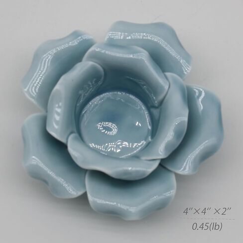 Ceramics Lotus Tealight Candle Holders, Votive Flower Tea Light Holder, Tabletop Altar Party Wedding Home Decoration, Set of 2 (Pink) L4'' in Kuwait