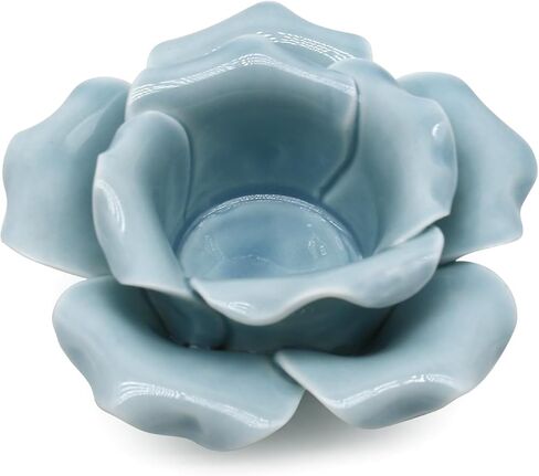 Ceramics Lotus Tealight Candle Holders, Votive Flower Tea Light Holder, Tabletop Altar Party Wedding Home Decoration, Set of 2 (Pink) L4'' in Kuwait