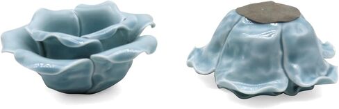 Ceramics Lotus Tealight Candle Holders, Votive Flower Tea Light Holder, Tabletop Altar Party Wedding Home Decoration, Set of 2 (Pink) L4'' in Kuwait