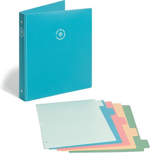 U Brands U-Eco Poly 1" Binder + 5 Tab Divider Set, 8.5'' x 11'', Ocean, Two-Pockets, Letter Size (6598U01-12) in Saudi Arabia