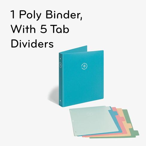 U Brands U-Eco Poly 1" Binder + 5 Tab Divider Set, 8.5'' x 11'', Ocean, Two-Pockets, Letter Size (6598U01-12) in Saudi Arabia
