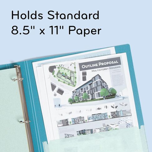 U Brands U-Eco Poly 1" Binder + 5 Tab Divider Set, 8.5'' x 11'', Ocean, Two-Pockets, Letter Size (6598U01-12) in Saudi Arabia