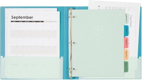 U Brands U-Eco Poly 1" Binder + 5 Tab Divider Set, 8.5'' x 11'', Ocean, Two-Pockets, Letter Size (6598U01-12) in Saudi Arabia