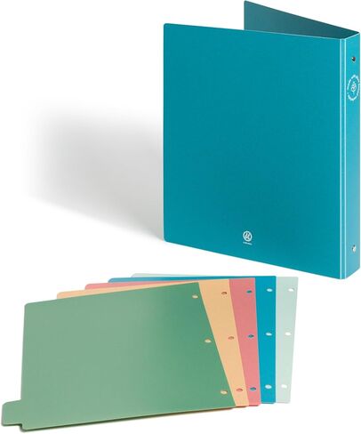 U Brands U-Eco Poly 1" Binder + 5 Tab Divider Set, 8.5'' x 11'', Ocean, Two-Pockets, Letter Size (6598U01-12) in Saudi Arabia