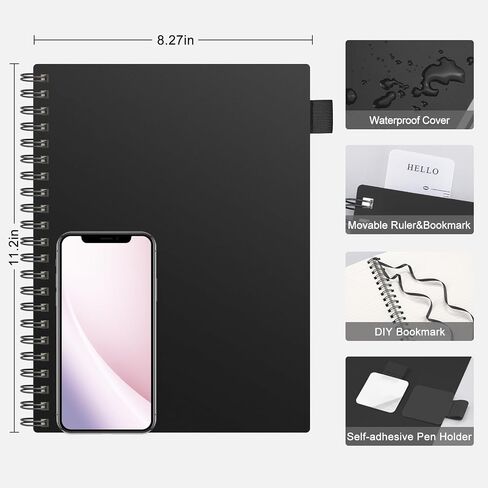 AHGXG Spiral Journal Notebook - College Ruled Notebook 8.5" x 11", 300 Pages Thick Journal for Women, 100GSM Thick Paper, Plastic Hardcover A4 Journal for Writing Work School Supplies, Pink in Kuwait