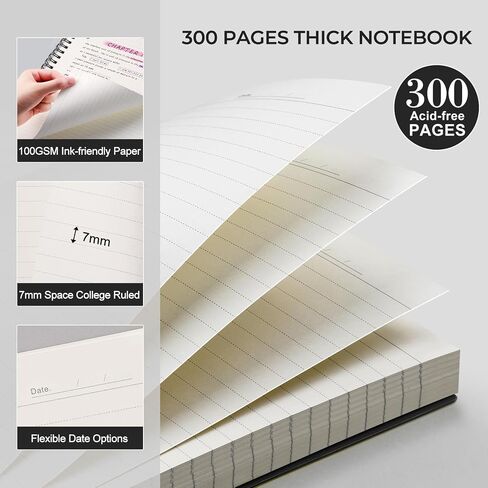 AHGXG Spiral Journal Notebook - College Ruled Notebook 8.5" x 11", 300 Pages Thick Journal for Women, 100GSM Thick Paper, Plastic Hardcover A4 Journal for Writing Work School Supplies, Pink in Kuwait