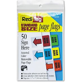 Redi-Tag Removable Page Flags, Green/Yellow/red/Blue/Orange, 10/Color, 50/Pack