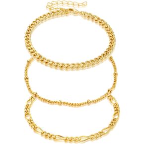 14K Gold Ankle Bracelets for Women Girls, Gold Plated Anklet For Women Her Girls Gifts, Layered Minimalist Gold Chain Anklet, Dainty Gold Anklet For Women, Beach Jewelry For Women, Adjustable Anklet