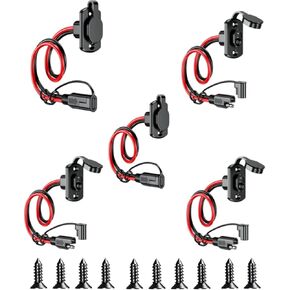 Kewig SAE Quick Connector Harness, SAE Adapter Male Plug to Female Socket Cable, 1FT 12AWG SAE Extension Cord 5 Pack
