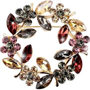 Flower Brooches for Women,Wreath Brooch Pin Rhinestone Brooch Pins Crystal Pearl Flower Brooches Pins Rose Flower Brooches Rose Floral Vintage Brooch for Women Girls Coats,Wedding,Shawls,Parties,Proms