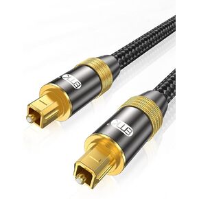 EMK Optical Audio Cable Digital Toslink Cable 24K Gold-Plated Nylon Braided S/PDIF Cable for Home Theater, Sound Bar, TV, PS4, Xbox, PlayStation (26Feet/8M)