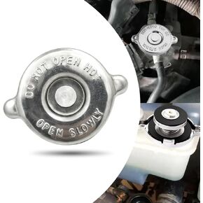 1 PC Car Radiator Cap, 16 PSI Double Lug Design Stainless Steel Material Engine Water Tank Seal Cover, Automobile Modification Repair Accessories, Compatible with Dodge, Jeep (Silver)