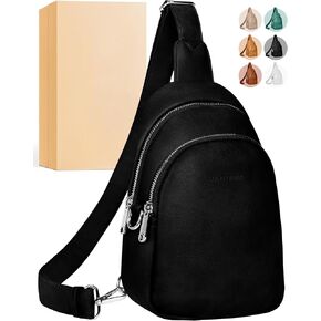 حقائب Vantamo Crossbody للنساء: حقيبة حبال جلدية نباتية تحجب RFID مع مشبك مضاد للنشل