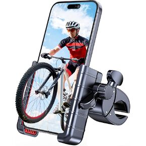 Bike phone Mount Holder-[1s Lock][Camera Friendly] Motorcycle Phone Holder Handlebar Clamp for Stroller Scooter Bicycle,360°Rotate Phone Mount Fits for 4.5"-7.0" iPhone & Android Smartphones