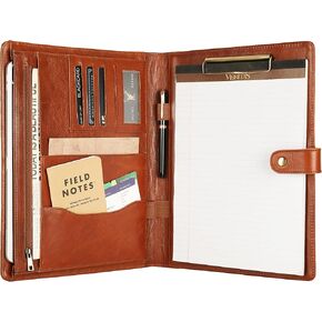 Personalized Leather Padfolio for Men - Business Portfolio with Notepad, Legal Pad Folio Folder, A4 Letter Size Ideal Business and Corporate Gifts, Oil Black