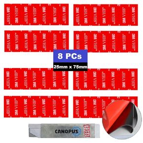 Canopus Number Plate Pads Heavy Duty, 8-PCs 1in x 3in Waterproof Sticky Pads, Double Sided Adhesive Pads for License Plate Holder, Home Decor, Black