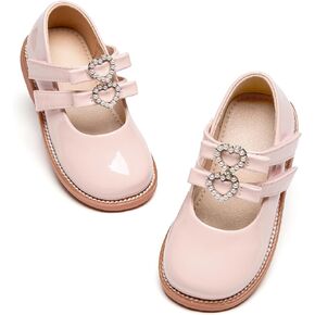 Kiderence Toddler Little Girls Mary Jane Dress Shoes School Oxford for Girls Pink Flats Size 11M