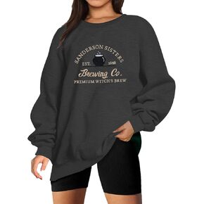 Halloween Sweatshirts for Women Sanderson Sisters Embroidery Halloween Sweatshirt Hocus Pocus Crew Neck Pullover