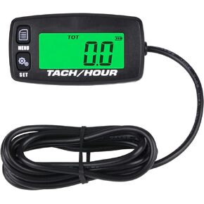 JR-HM032R Inductive Hour Meter Digital Tachometer Gauge Maintenance Reminder with Backlight Replaceable Battery for Maramotors,Marine Engines,Inboards and Outbard Pumps
