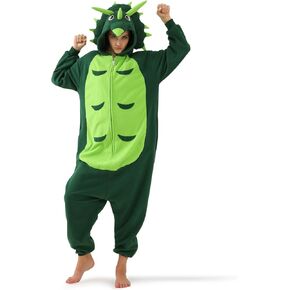 Dinosaur Triceratops Adult Onesie Pajamas Cosplay Halloween Costume Sleepwear Jumpsuit Costume for Women Men