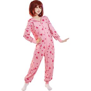 بدلة نوم نسائية من Haikyuu بتصميم أنمي نيسيي بيجامة مع قلنسوة بذلة Kigurumi ملابس نوم ملابس منزلية مطبوعة على شكل قلب قرش وردي in Kuwait