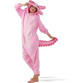 Axolotl Animal Adult Onesie Pajamas Cosplay Halloween Costume Sleepwear Jumpsuit Costume for Women Men