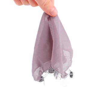 Tulle Bride Handkerchief | Wedding Party Accessory Gift, Belly Dance with Plastic Patterned Stamps - 10 Pieces | 7.8 * 7.8 Inch