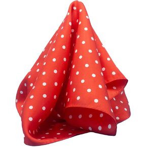 Polka Dot Pocket Square - 17" Handkerchief - 12mm Silk Twill - Red - 100% Silk