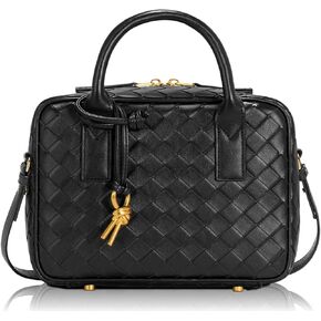 Woven Bag for Women, Top Handle Satchel Handbag Crossbody Bag PU Leather Shoulder Bag Woven Purses for Women