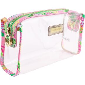 Lilly Pulitzer Clear Zipper Pouch, Cute Pencil Case for Adults, Travel Toiletry Bag, Small Pouch Bag for Supplies, Makeup or Toiletries (Via Amore Spritzer)