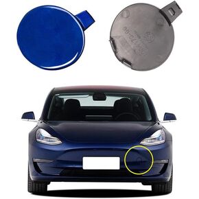 Car Front Bumper Tow Hook Cover Compatible with Tesla Model 3 2017 2018 2019 Trailer Cover Cap 108417300E 1084173-00-E Small Lid Towing Eye Cap Red Left Driver Side