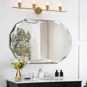 Frameless Bathroom Mirror,20x28 inch Vanity Mirror Beveled Edge Wall Mounted,Modern Frameless Mirror for Bathroom,Living Room, Entryway Mirror Horizontal or Vertical
