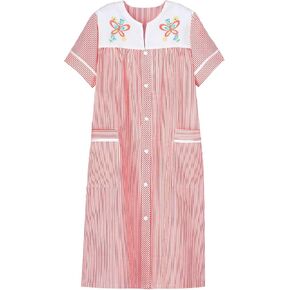 AmeriMark Women Calf-Length Snap Front Knit Duster House Coat Robe – Loose-Fitting Plush Bathrobe - Short Sleeve Bath Robe