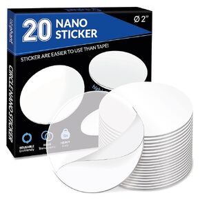 Nano Tape Sticker 20 pieces – Square 1.5" x 1.5" Gel Tape Nano Tape Adhesive Double Sided Tape Stickies, Multipurpose Removable Washable Adhesive Transparent Sticker for Carpet, Photo Frame