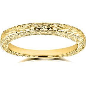 Kobelli Antique Style Engravings Wedding Band in 14k Yellow Gold