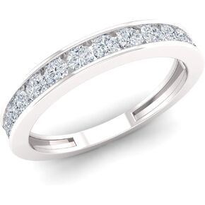Diamondere Natural and Certified Diamond Wedding Ring in 14K White Gold | 0.49 Carat Diamond Wedding Band for Women, US Size 4 to 9
