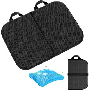 Travel Seat Cushion, Portable Gel Seat Cushion, 16.5" x 12" Foldable Seat Cushion for Car/Office Chair/Coccyx, Sciatica, Pressure Sores Tailbone Pain Relief, Airplane Seat Cushion for Long Flights