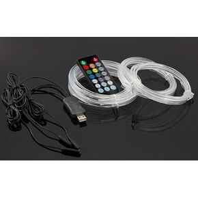 Interior Car Neon Accent Lights LED Strip Lights with Remote Control Ambient Lighting Kits 197inch Fiber Optic 8 Colors Car Neon Lights Sync to Music RGB 3 in 1