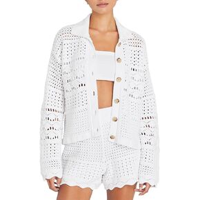 Club Monaco Women's Open Stitch Longsleeve Button Down Cardigan