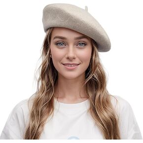 Lanzom Wool Blend Women Beret Hat French Beret Cap Winter Fashion Solid Color Hat for Women Girls Lady