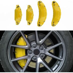 Caliper Covers Compatible with Model 3 Accessories, 2017-2023 18 Inch 19 Inch Wheel Hub Model 3 Yellow Brake Caliper Covers Front and Rear Caliper Covers(NOT FIT Model Y)