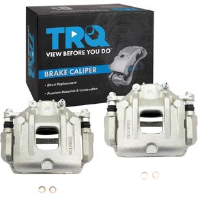 TRQ New Front Disc Brake Caliper with Bracket & Hardware Pair for Hyundai Kia