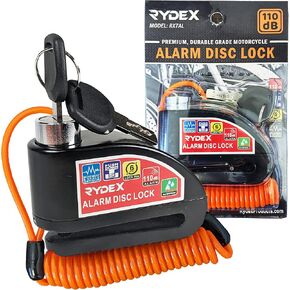 X7 Motorcycle Alarm Disc Lock 110 db, Bicycles Waterproof Tamperproof, Heavy Duty Anti Theft Security Motorcycle Alarm with 2 Keys and Reminder Cable (Black)