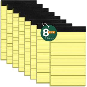 Yellow Legal Pads, Note Pads, 4 x 6 Inch, 8 Pack, 30 Sheets/Pad, Narrow Ruled, Small Notepads Yellow Paper, Micro Perforated Memo Pads, Lined Writing Pads of Paper, Mini Pocket Size Scratch Pads 4x6