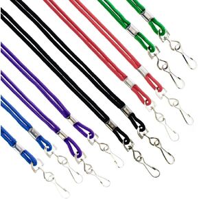 Specialist ID 25 Pack - Premium Round ID Badge Holder Neck Lanyards for Badges and Name Tags - 36 in Non-Breakaway Heavy Duty Rope Cord & Secure Metal Swivel J Hook Clip (Assorted Colors)