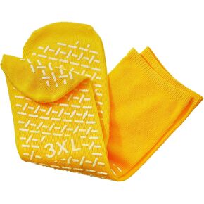 XXXL Slip Stopping Terrycloth Socks (Double Tread) (Extra Wide Bariatric) (Yellow) (3 Pairs)