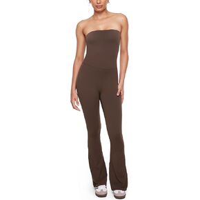 Women's Natrelax Strapless Jumpsuit - Yoga One Piece Bodycon Double Lined Sexy Tube Top Flare Leggings Rompers