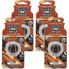 Yankee Candle Car Freshener Smart-Scent Vent Clips, 4-Pack (Leather)